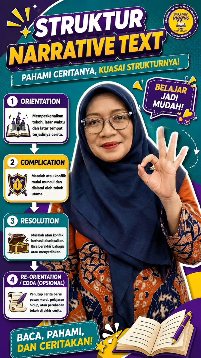 Sebuah narrative text memiliki struktur yang membangun cerita dari awal hingga akhir: